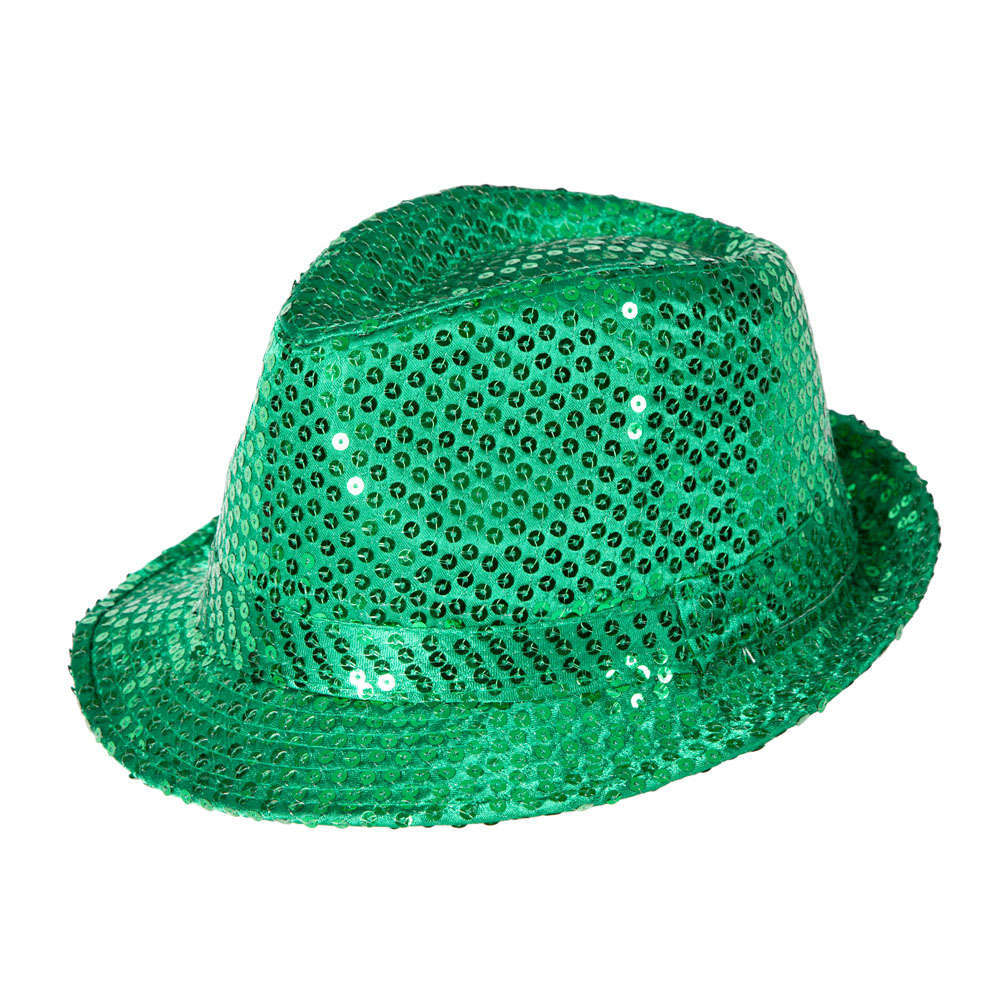 Green Sequin Fedora Hat I Love Fancy Dress